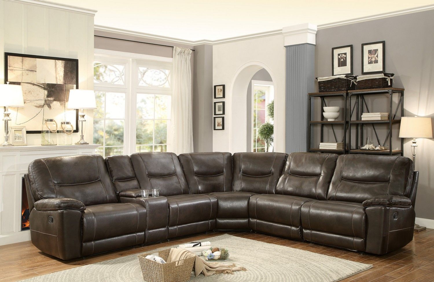 Homelegance Columbus Reclining Sectional Sofa Set D – Breathable Faux  Leather – Dark Brown 8490 Sectional Set D | Homelegance  Elegancefurnituredirect Inside Faux Leather Sectional Sofa Sets (Photo 12 of 15)