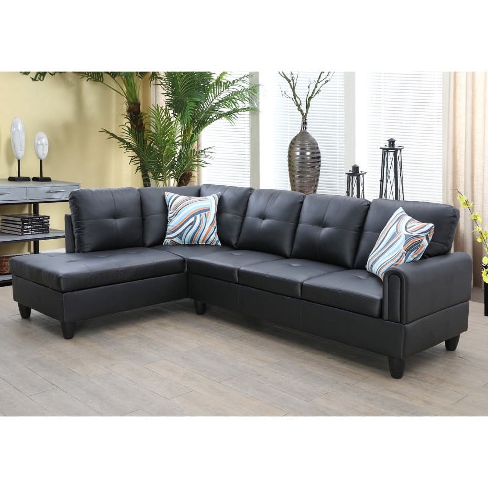 Hommoo Faux Leather 3 Piece Couch Living Room Sofa Set, L Shaped Couch For  Small Space, Black(without Ottoman) – Walmart With Regard To 3 Piece Leather Sectional Sofa Sets (View 14 of 15)