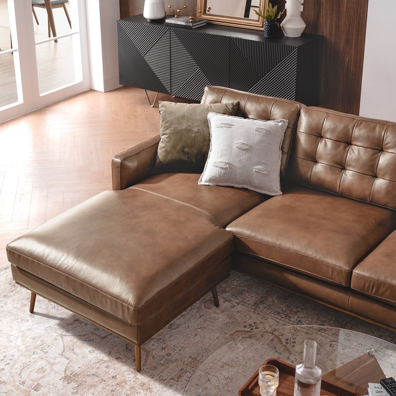 Isaac: Unleash Glamour With Our Reversible Leather Sectional Sofa | Eyedea  Living Regarding Reversible Sectional Sofas (View 8 of 15)