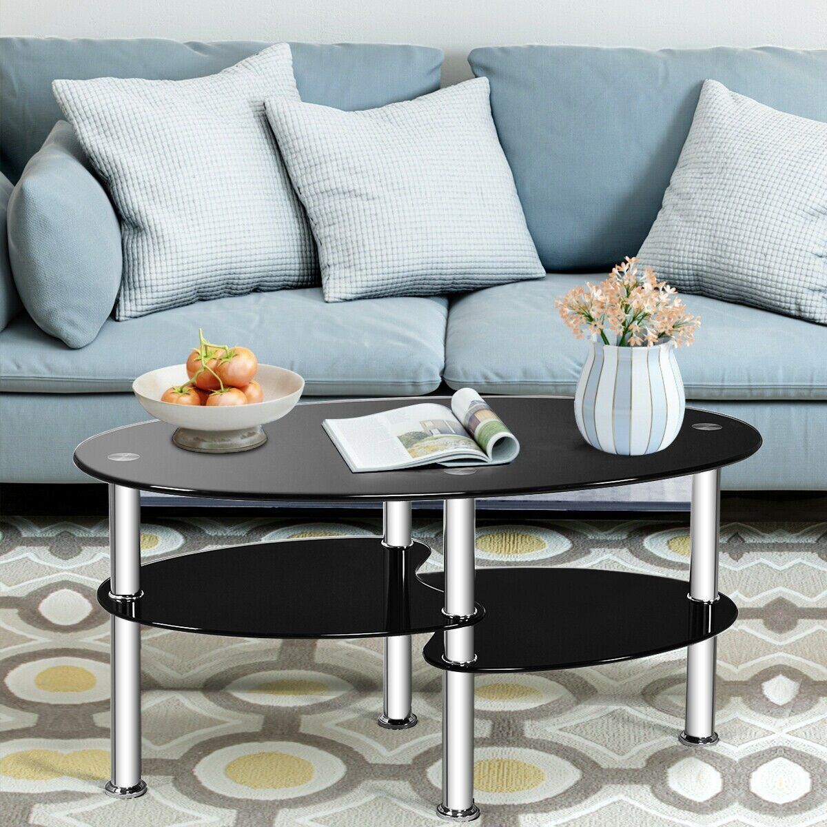 Ivy Bronx Oval Tempered Glass Side Coffee Table | Wayfair Within Tempered Glass Oval Side Tables (View 6 of 15)
