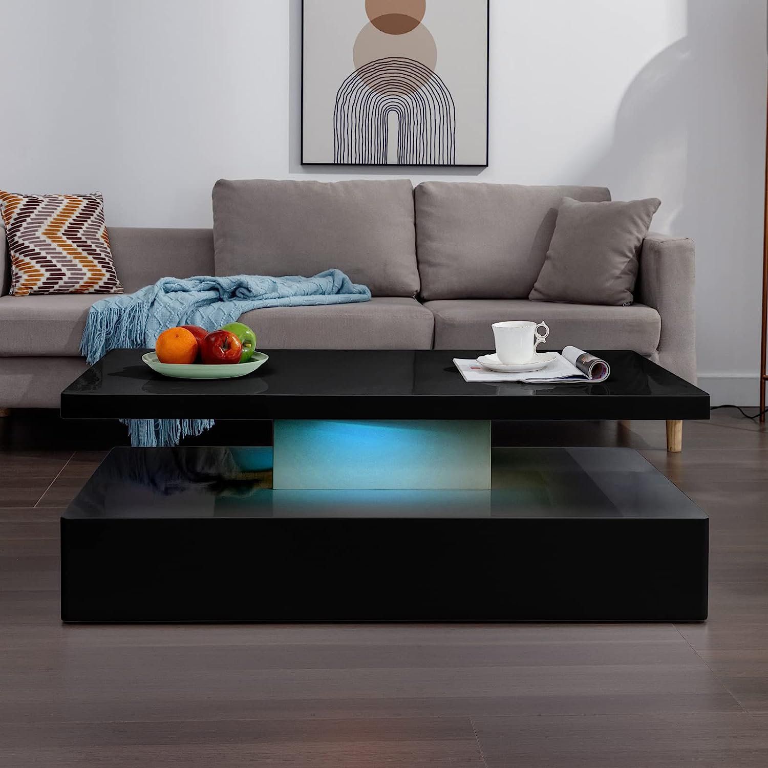 Ivy Bronx Tabu Modern Led Coffee Table With 12 Colors Lights, Living Room Table  Furniture/end Table & Reviews | Wayfair Pertaining To Rectangular Led Coffee Tables (View 6 of 15)