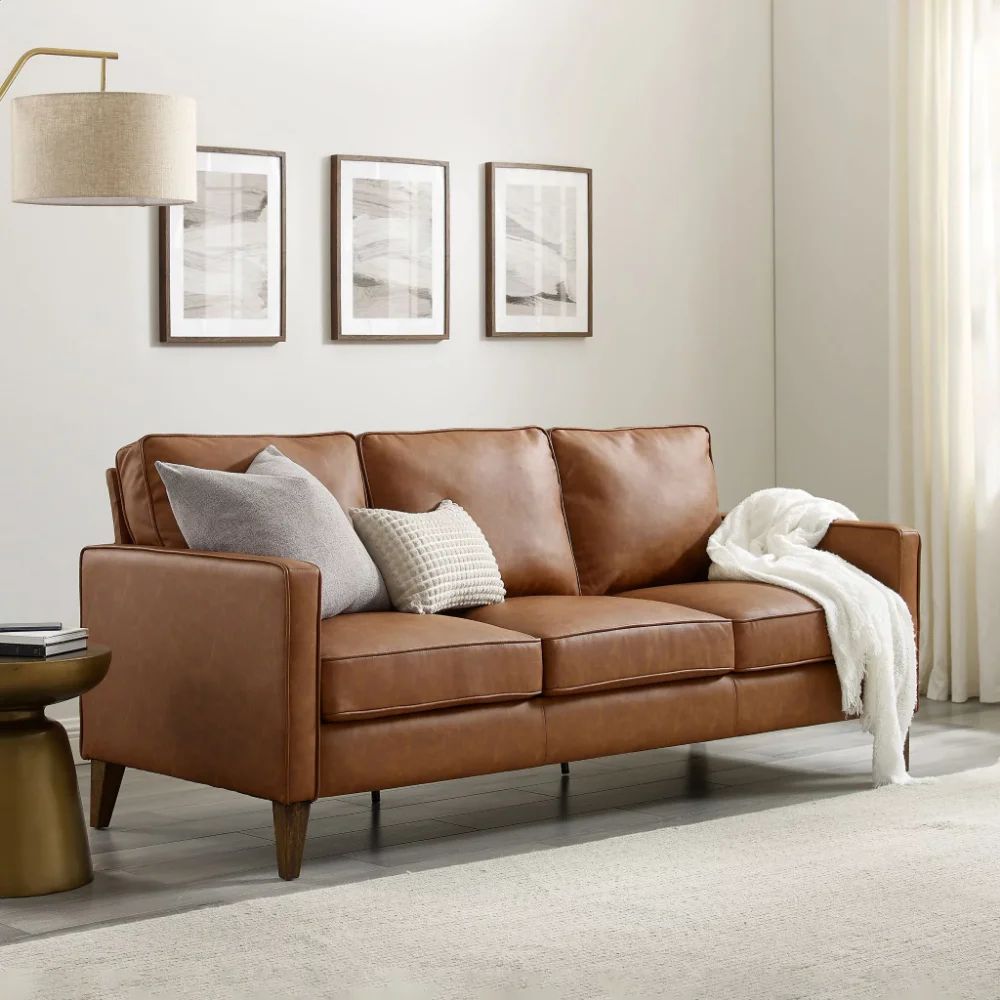 Jianna Faux Leather Sofa, Saddle Brown Sofas For Living Room – Aliexpress Within Faux Leather Sofas (Photo 6 of 15)