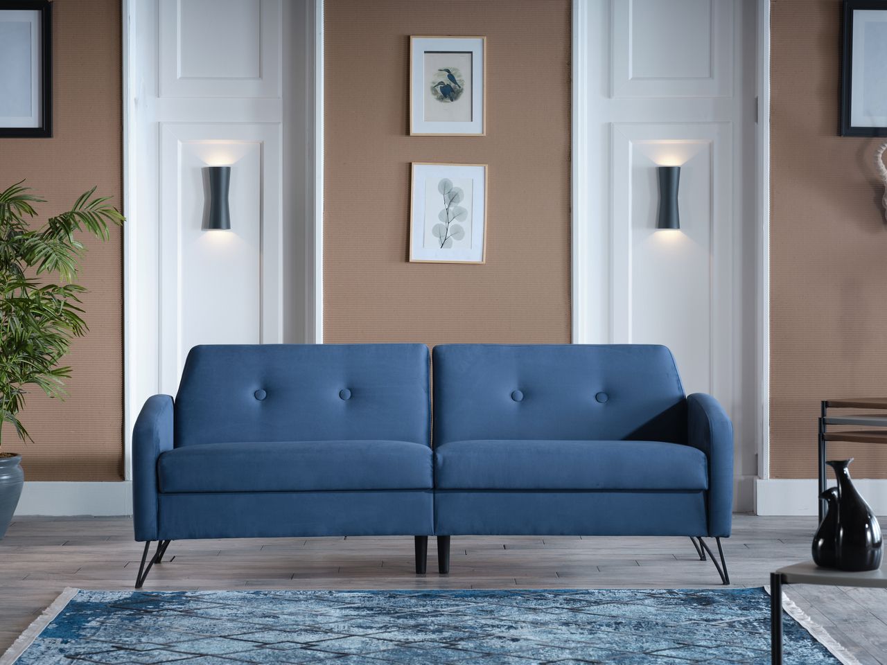 Juniper Vika Navy Blue 3 Seat Sleeper Sofabellona | 1stopbedrooms Within Navy Sleeper Sofa Couches (View 9 of 15)