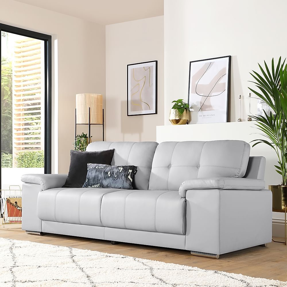 Kansas 3 Seater Sofa, Light Grey Premium Faux Leather Only £ (View 8 of 15)