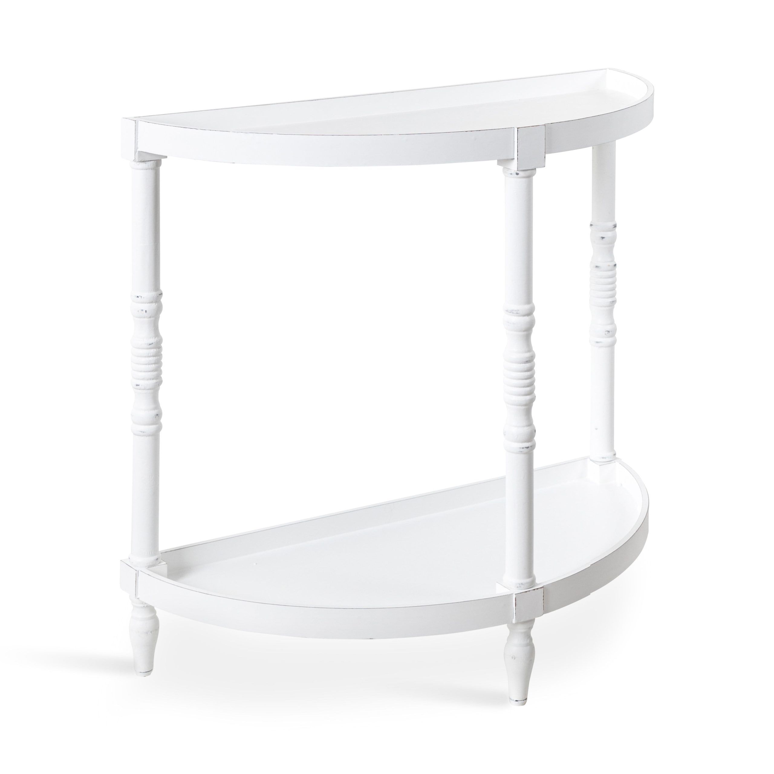 Kate And Laurel Bellport Farmhouse Demilune Console Table, 30 X 14 X 30,  White, Rustic Accent Table For Storage And Display – Walmart Pertaining To Kate And Laurel Bellport Farmhouse Drink Tables (View 4 of 15)