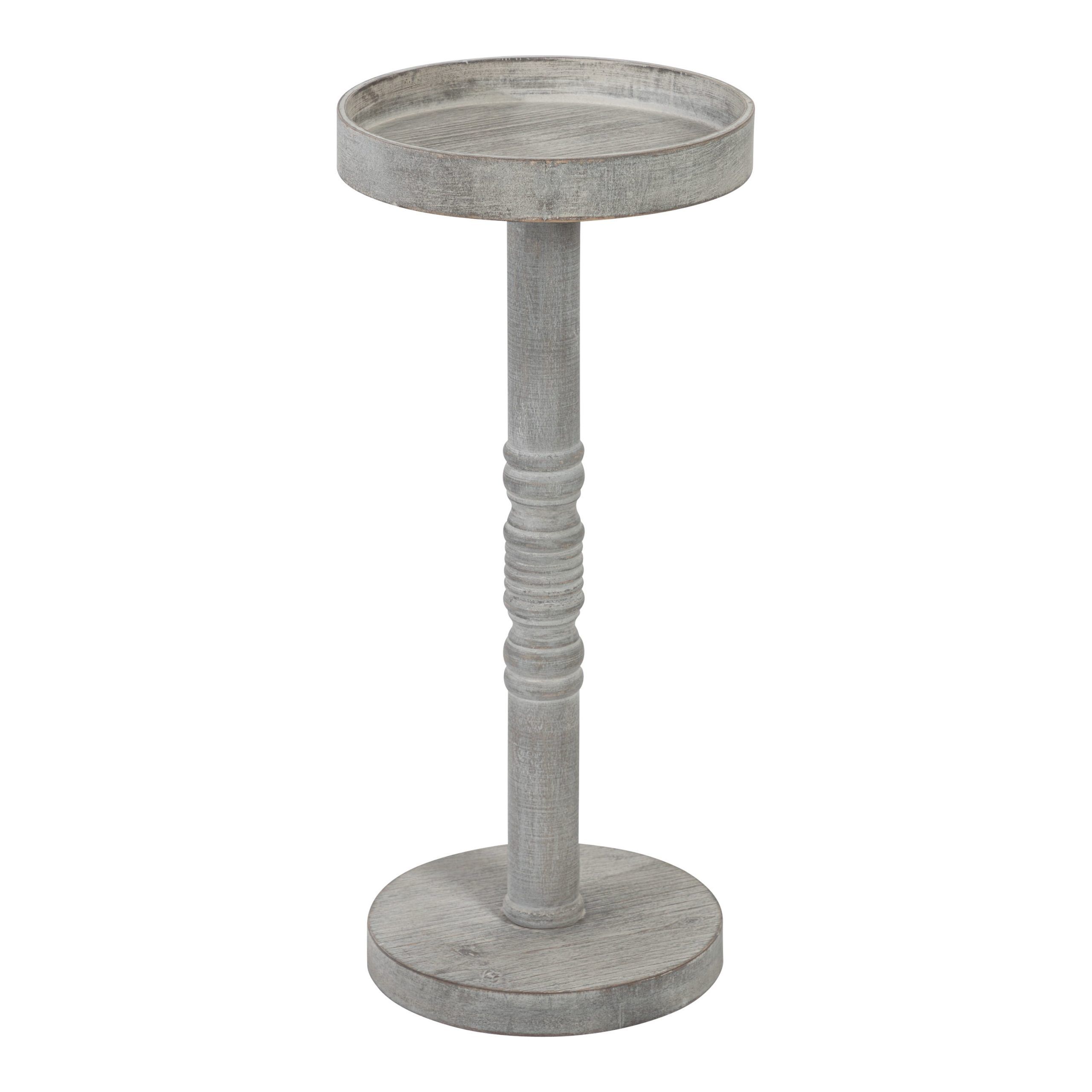 Kate And Laurel Bellport Farmhouse Drink Table, 10 X 10 X 22, Gray,  Decorative Coastal Cocktail Table With Round Tabletop And Colonial Base For  Farmhouse Decor – Walmart In Gray Coastal Cocktail Tables (View 12 of 15)