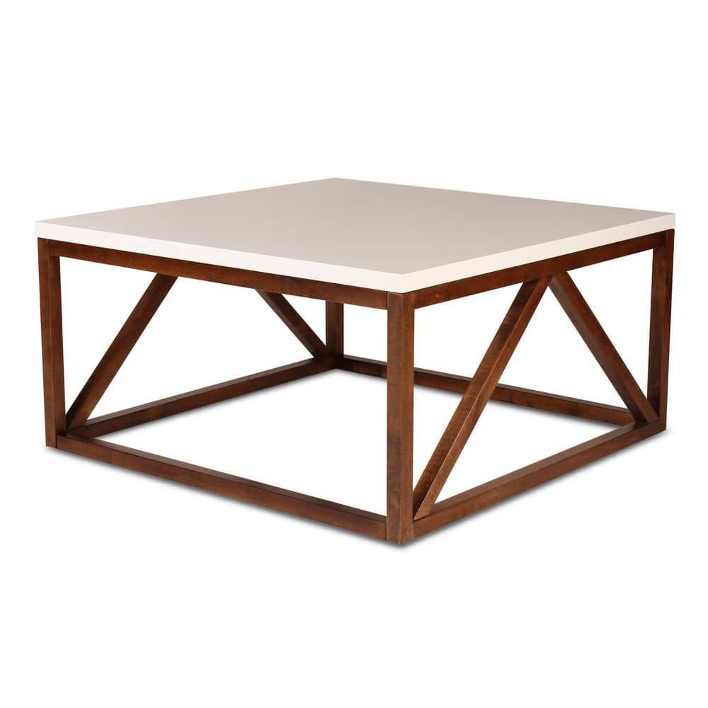 Kate And Laurel Truss 36.00 In. White Square Mdf Coffee Table 210045 – The  Home Depot Throughout Addison&lane Calix Square Tables (Photo 10 of 15)