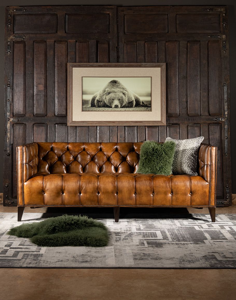 Kingston Tufted Leather Sofa | Fine Furniture | Modern Rustic – Adobe  Interiors Within Tufted Upholstered Sofas (View 11 of 15)