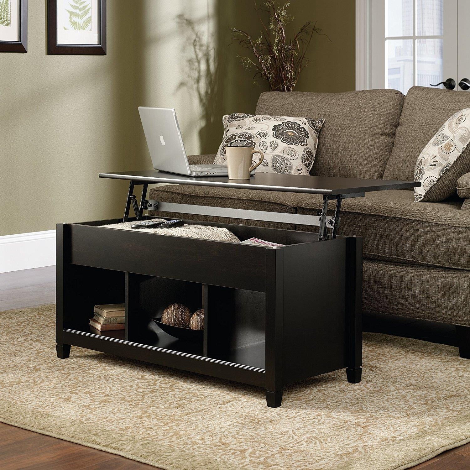 Ktaxon Coffee Table, Lift Top Coffee Table W/hidden Storage Compartment &  Lower 3 Cube Open Shelves Lift Tabletop Coffee Table For Living  Room/reception Room/office Black – Walmart Inside Coffee Tables With Hidden Compartments (Photo 11 of 15)