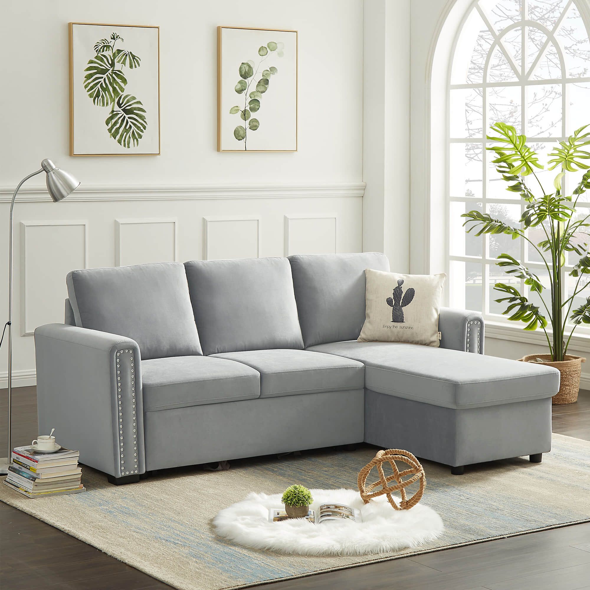 Latitude Run® 83" Convertible Sectional Sofa Couch, 3 Seater L Shape Corner Couch  Sofa Bed With Storage For Living Room Apartment | Wayfair In 3 Seat Convertible Sectional Sofas (View 9 of 15)