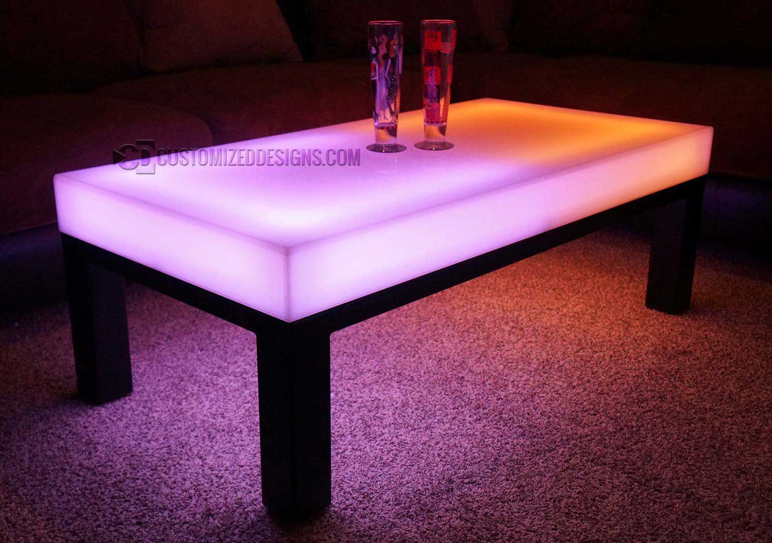 Led Lighted Lounge Coffee Table – Aurora Series – Customized Designs Within Coffee Tables With Led Lights (Photo 7 of 15)