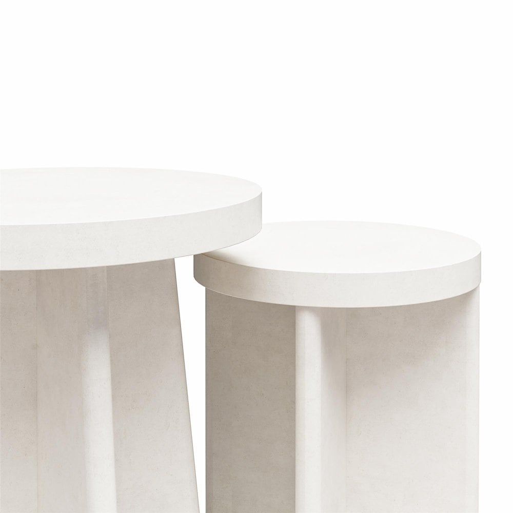 Liam Round End Tables, Set Of 2, Plaster – As Pictureundefined – Bed Bath &  Beyond – 37996562 Pertaining To Liam Round Plaster Coffee Tables (View 10 of 15)