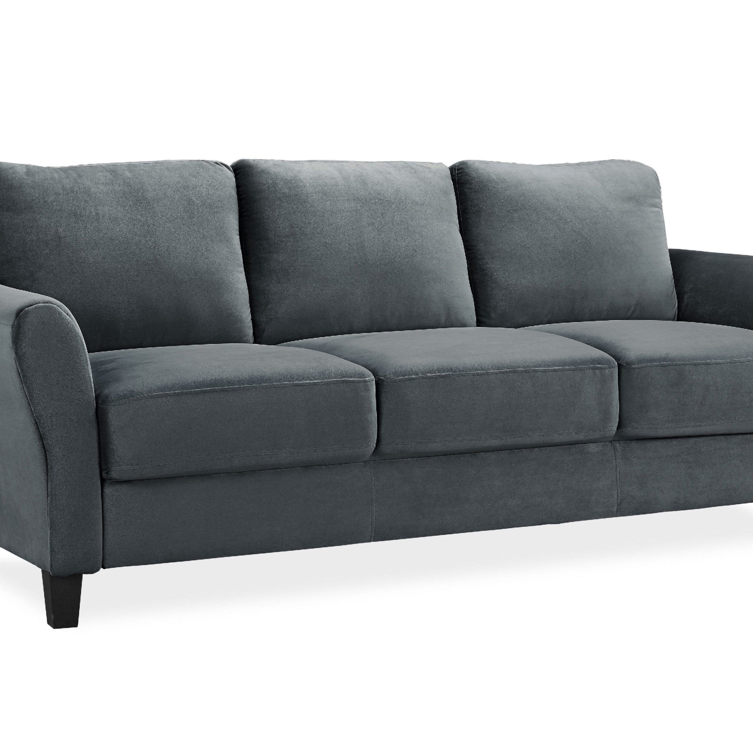 Lifestyle Solutions Alexa Sofa With Curved Arms, Gray Fabric – Walmart Intended For Sofas With Curved Arms (View 7 of 15)