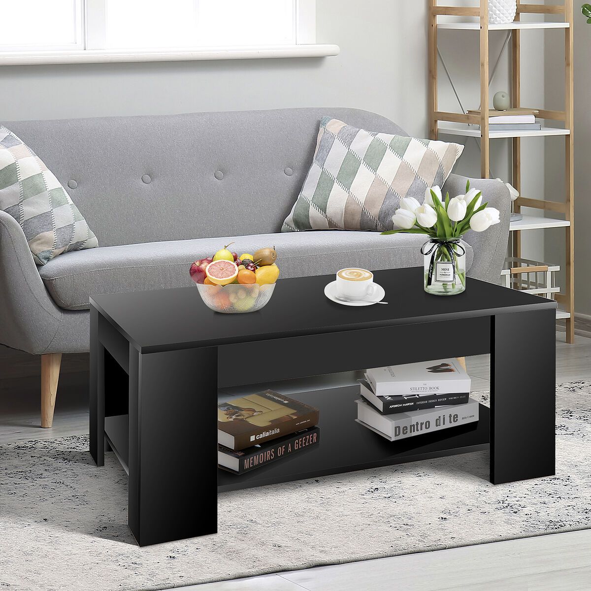 Lift Top Coffee Table Hidden Compartment Storage Shelves Modern Furniture,  Black | Ebay In Modern Coffee Tables With Hidden Storage Compartments (View 12 of 15)