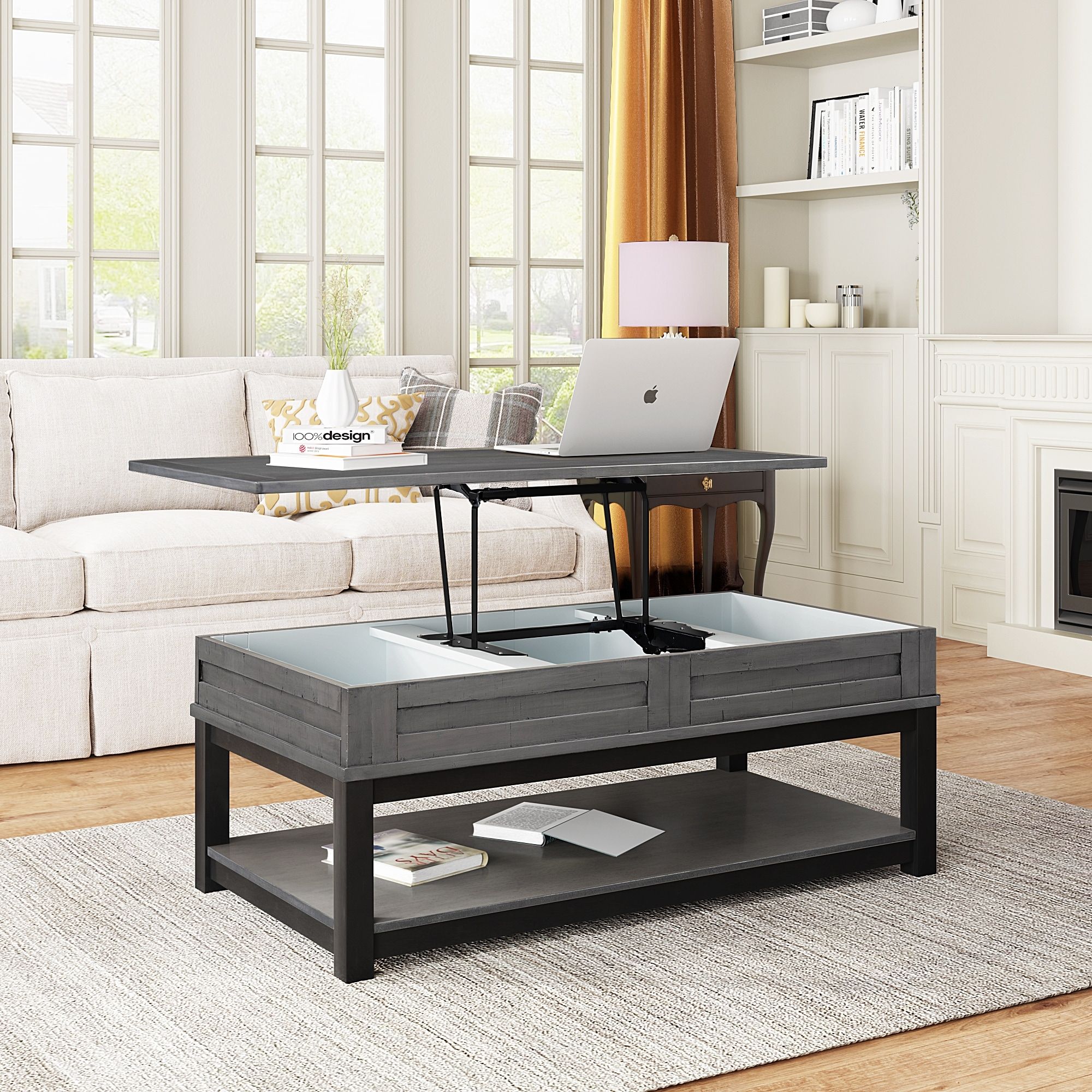 Lift Top Coffee Table With Inner Storage Space & Shelf, Modern Simple  Exquisite End Tables For Living Room, Bedroom – Bed Bath & Beyond – 37277080 In Lift Top Coffee Tables With Shelves (Photo 4 of 15)