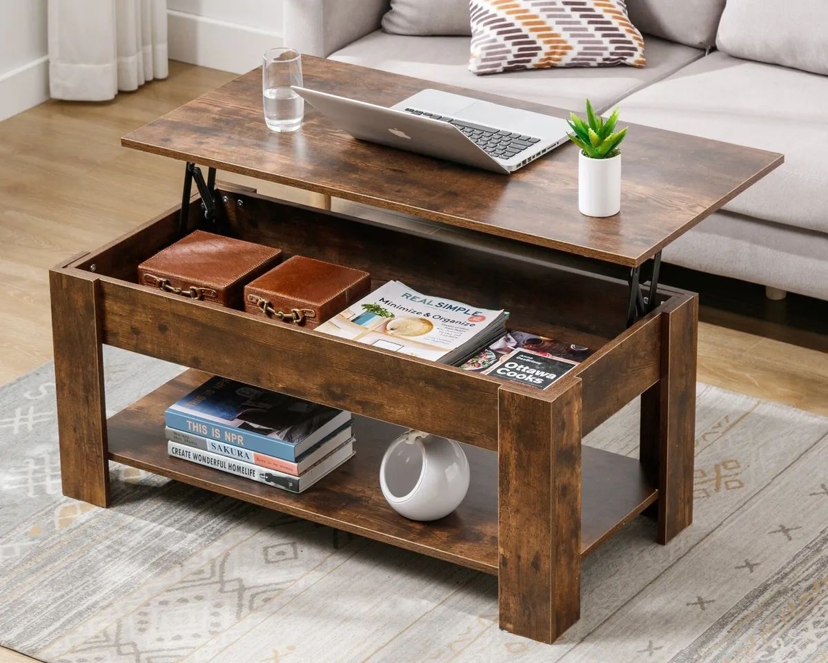 Lift Top Wooden Coffee Table With Storage Lift Up Drawer Living Room  Furniture | Ebay Regarding Lift Top Coffee Tables With Storage Drawers (View 4 of 15)