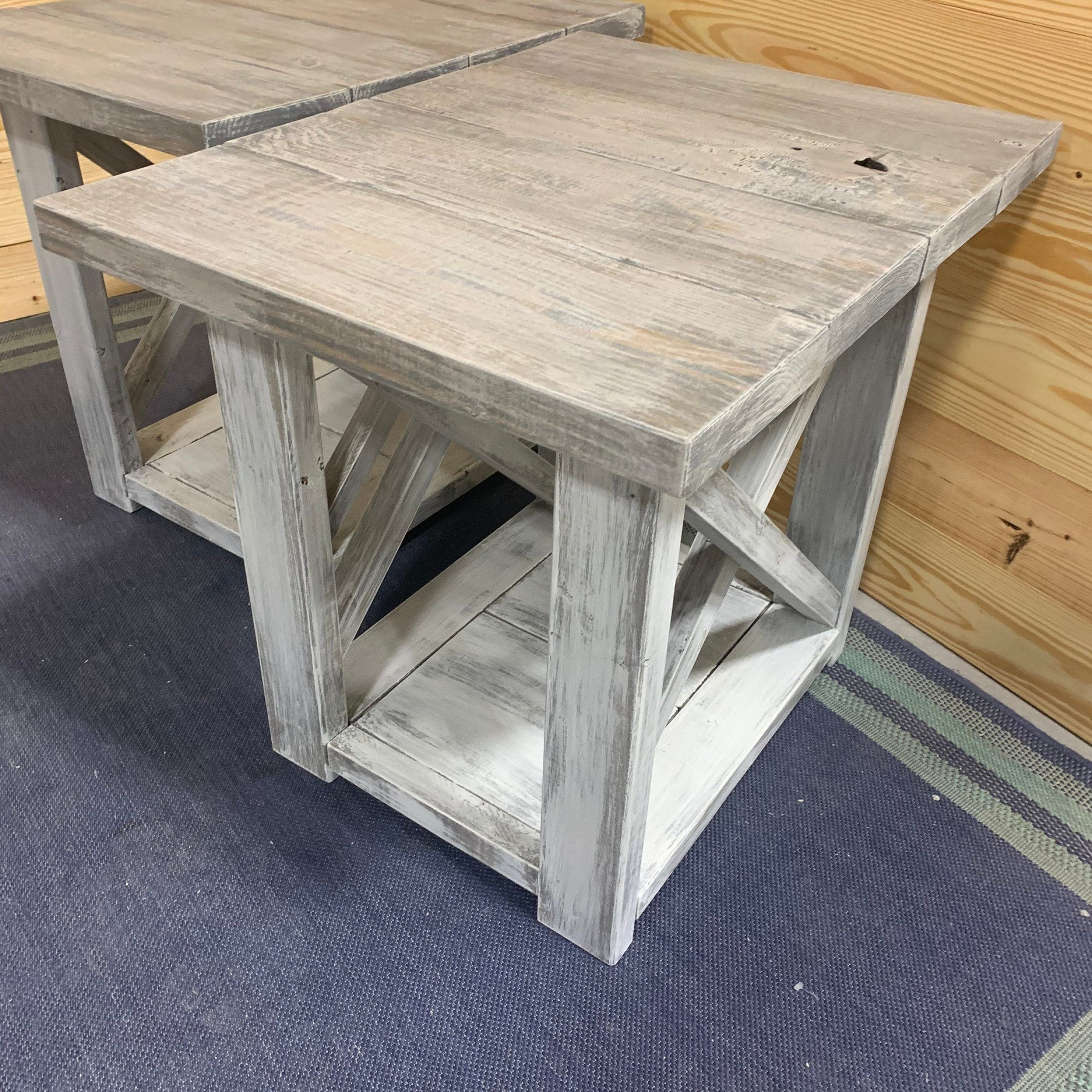 Long Rustic Farmhouse End Tables Gray White Wash Top With A Distressed  Base, Side Tables With Shelve, End Table Set, X Accents Cross Brace – Etsy Throughout Rustic Gray End Tables (Photo 1 of 15)