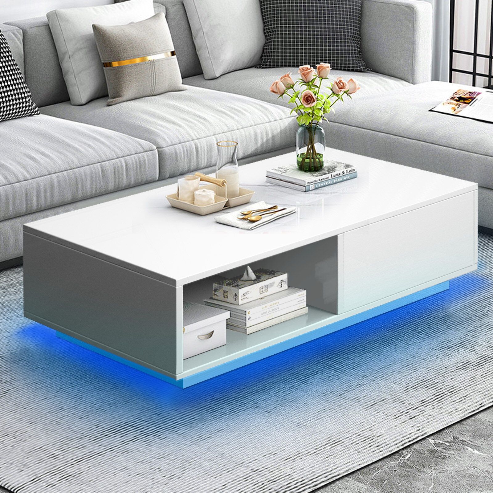 Low Coffee Table – Visualhunt Throughout Led Coffee Tables With 4 Drawers (Photo 15 of 15)