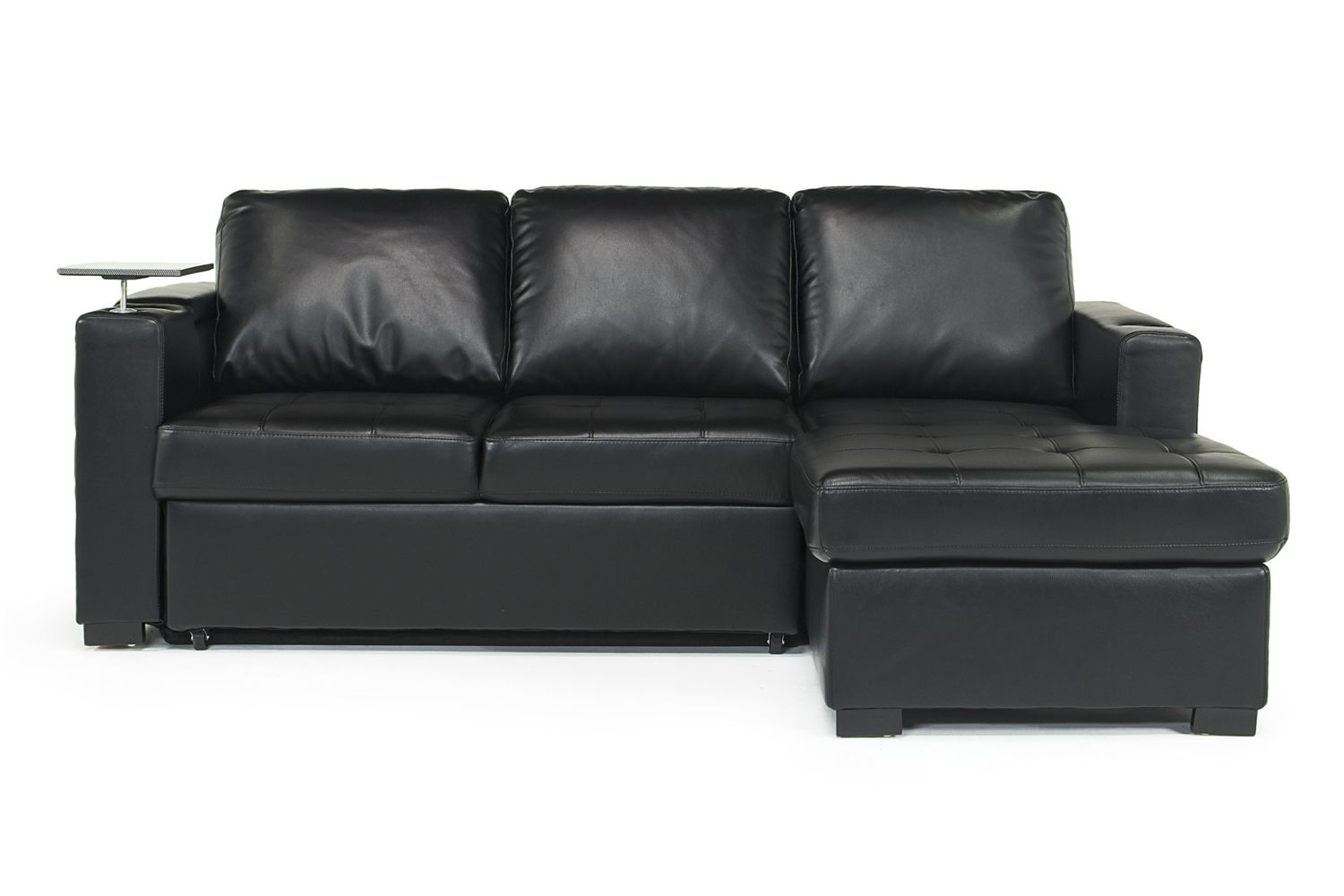 Luigi Full Pullout Sofa Chaise In Black, Right Facing Regarding Right Facing Black Sofas (Photo 14 of 15)