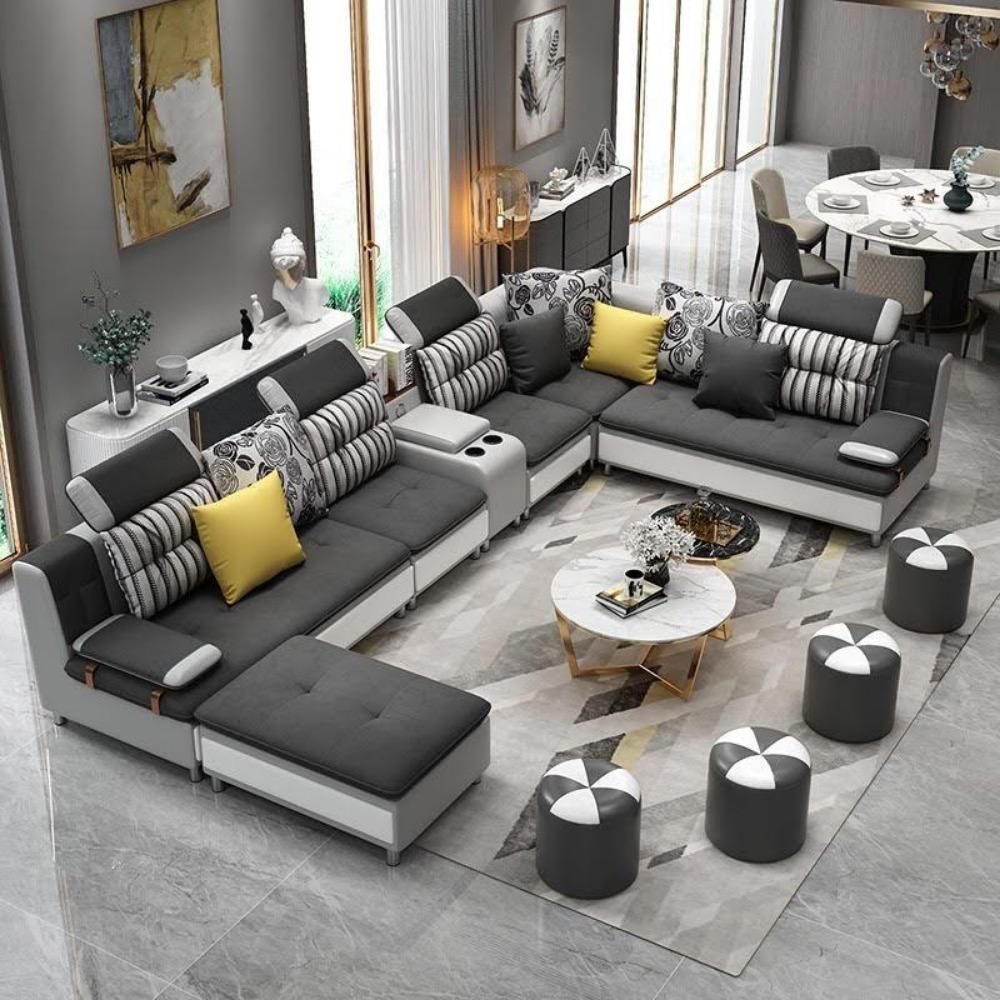 Luxury Modern U Shaped Sectional Fabric Sofa Set With Ottoman | Corner Sofa  Design, Modern Sofa Designs, Sofa Set Designs With Modern U Shaped Sectional Couch Sets (View 8 of 15)