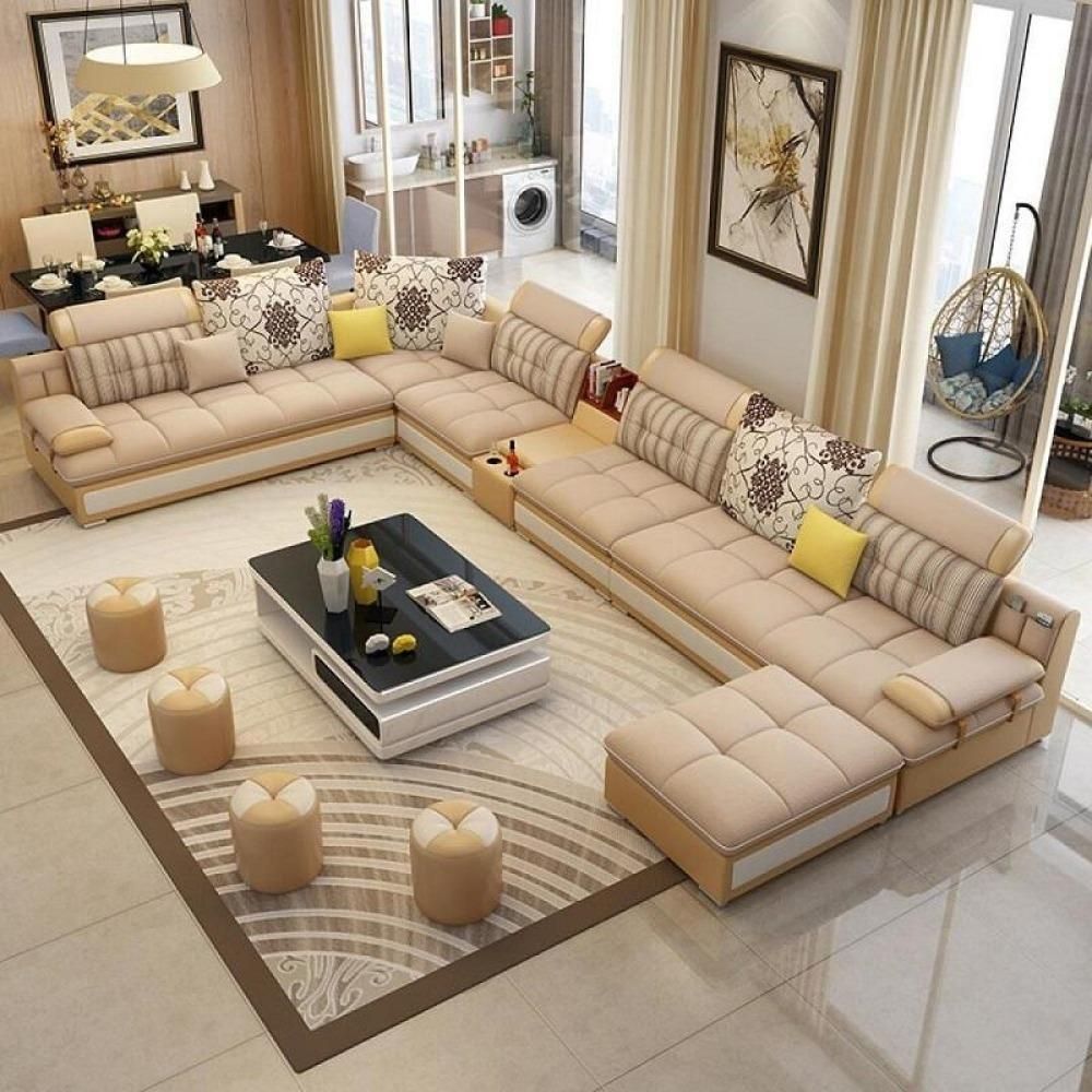 Luxury Modern U Shaped Sectional Fabric Sofa Set With Ottoman | Luxury Sofa  Design, Modern Sofa Living Room, Corner Sofa Design Regarding Modern U Shaped Sectional Couch Sets (View 2 of 15)