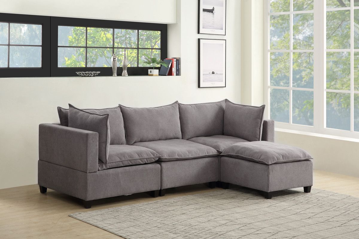 Madison Light Gray Fabric Reversible Sectional Sofa Ottomanlilola Home  | 1stopbedrooms Inside Reversible Sectional Sofas (View 15 of 15)