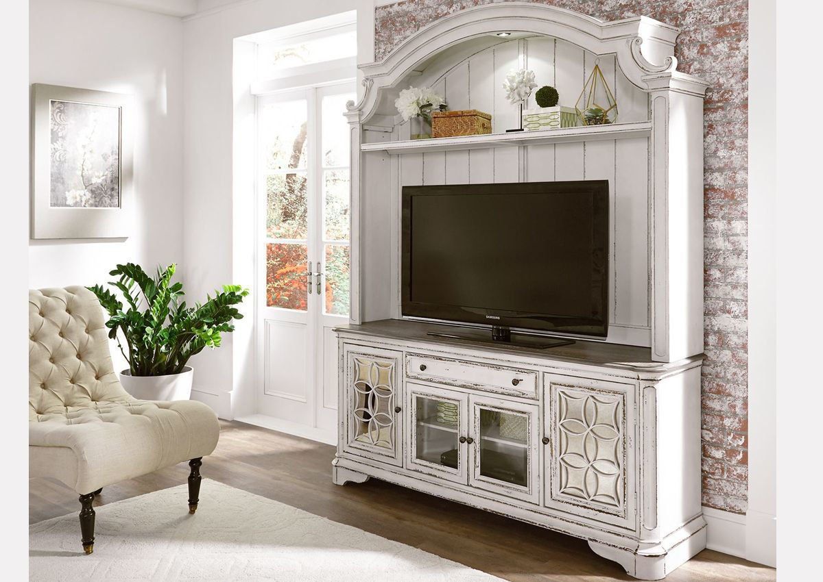 Magnolia Manor 2 Piece Entertainment Center – White | Home Furniture For White Tv Stands Entertainment Center (View 13 of 15)
