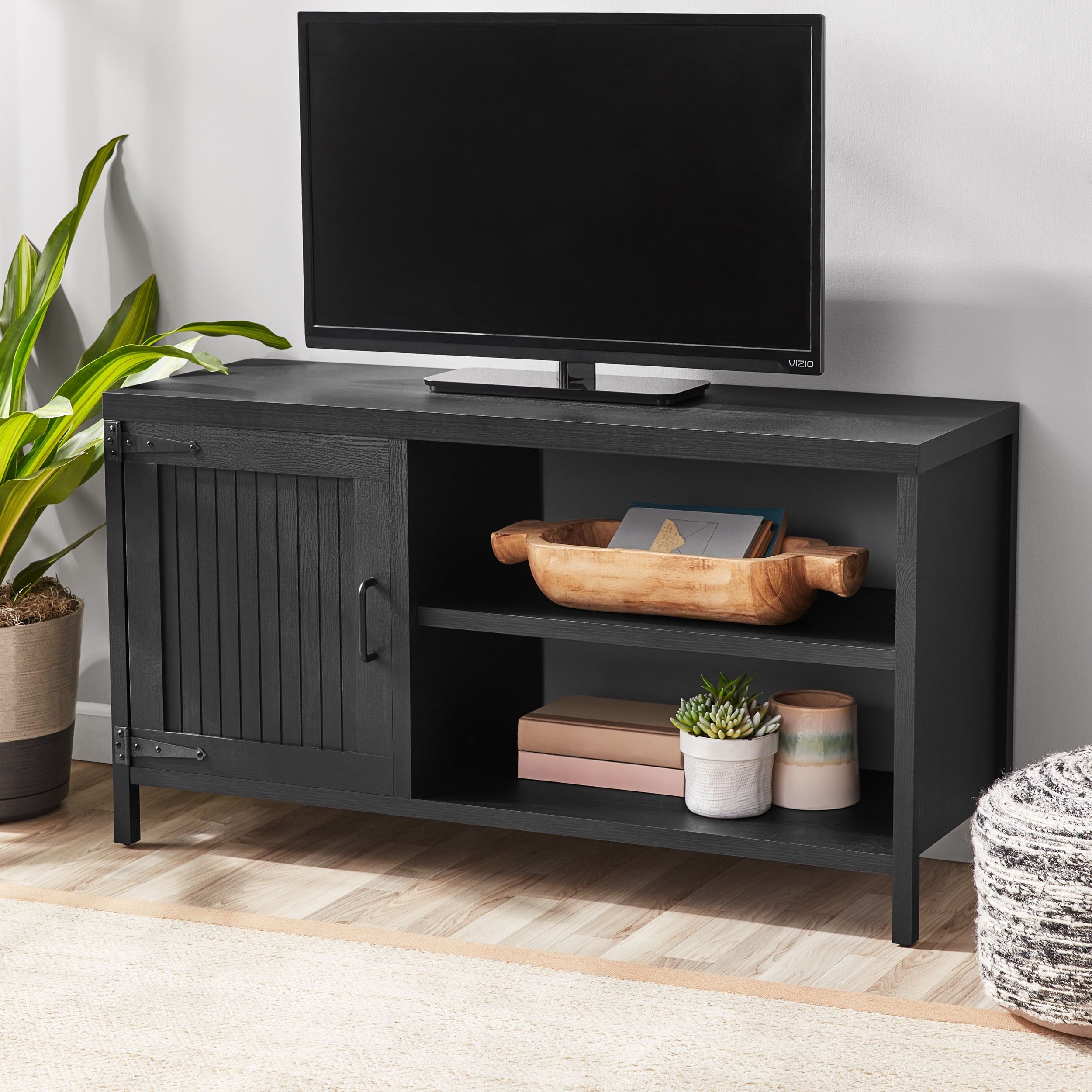 Mainstays Farmhouse Tv Stand For Tvs Up To 50", Black – Walmart For Farmhouse Stands For Tvs (Photo 9 of 15)