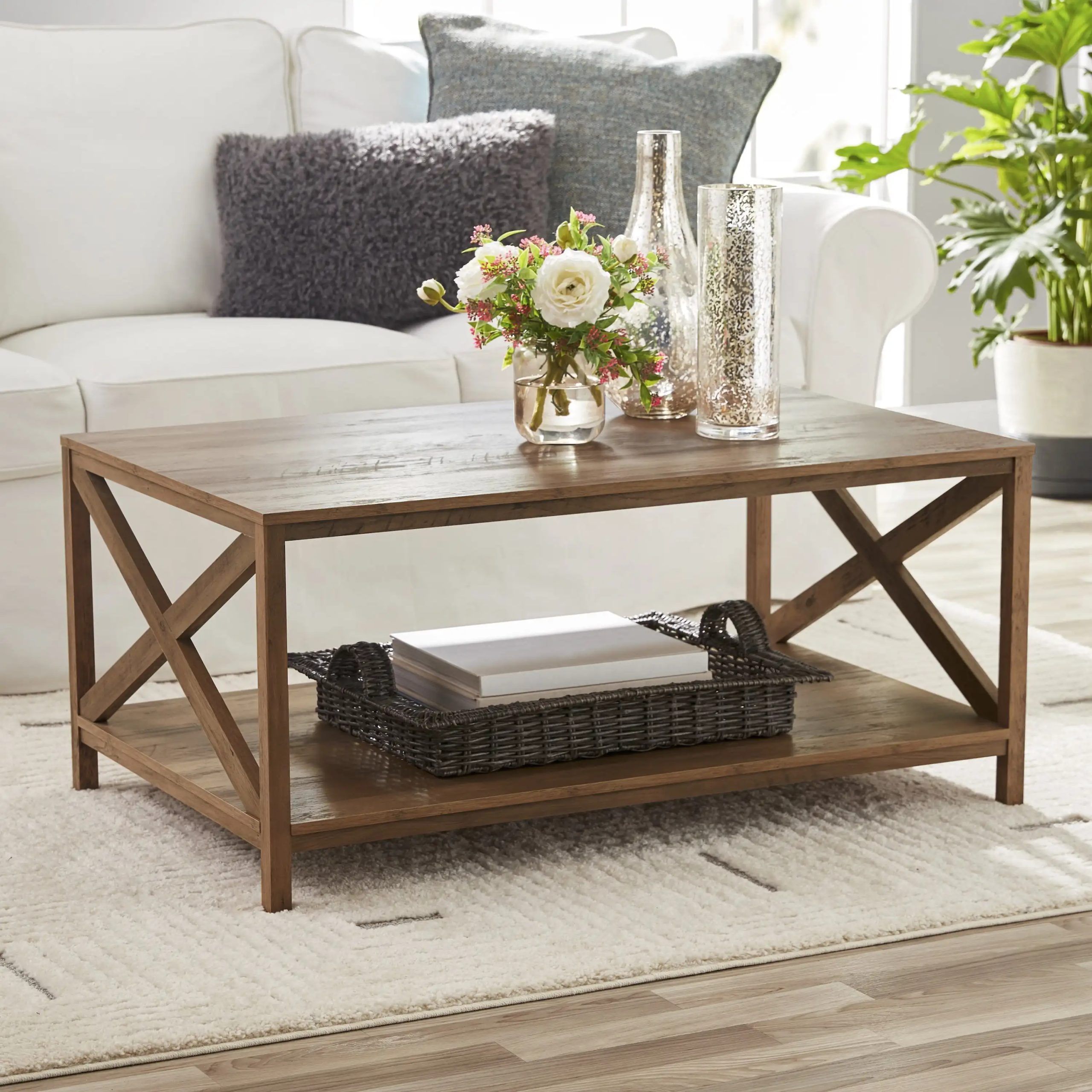Mainstays Farmhouse X Design Rectangle Coffee Table, Black – Aliexpress With Modern Wooden X Design Coffee Tables (View 5 of 15)
