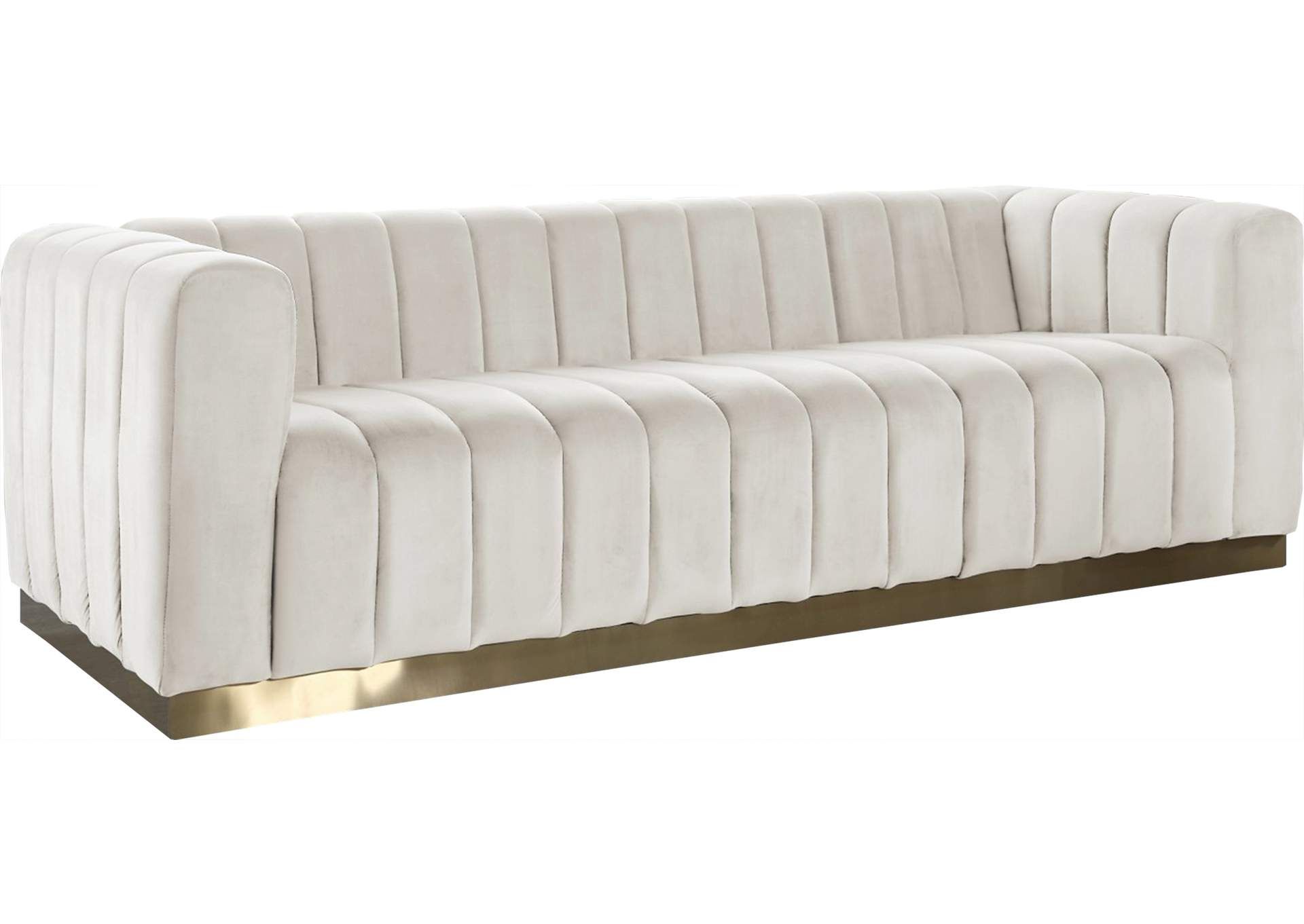 Marlon Cream Velvet Sofa Intended For Sofas In Cream (Photo 15 of 15)