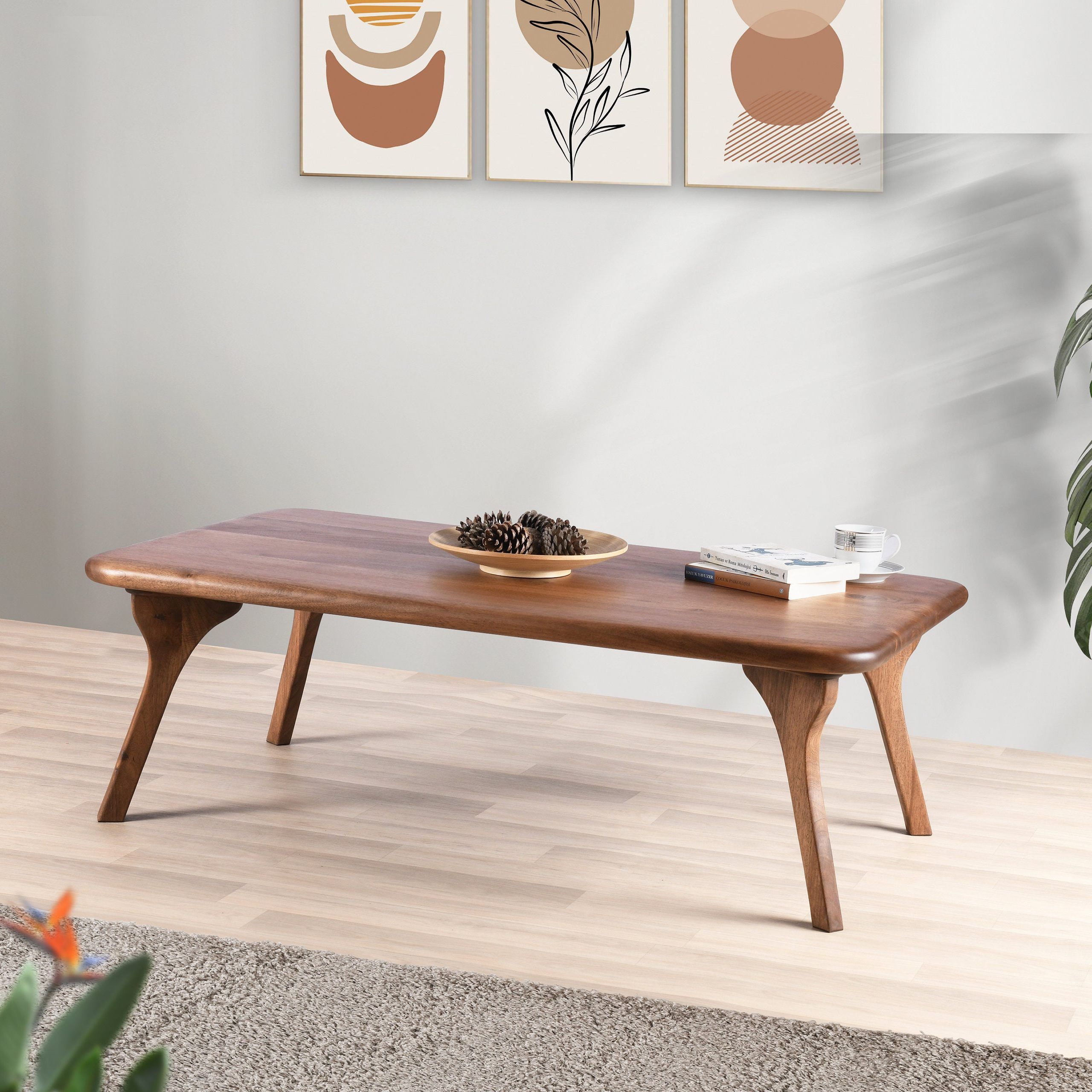 Mid Century Coffee Table , Solid Wood Rectangle Coffee Table , Scandinavian  Black Walnut Sofa Table – Etsy Inside Wooden Mid Century Coffee Tables (View 14 of 15)