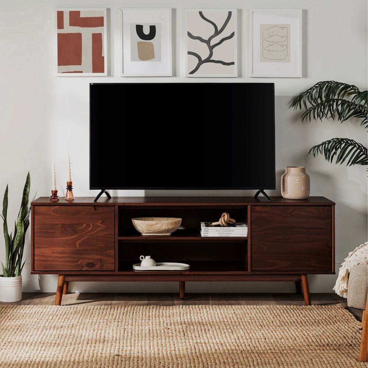 Mid Century Modern Tv Stand Entertainment Center Media Cabinet Solid Wood  Wb 70" | Ebay Within Mid Century Entertainment Centers (View 13 of 15)