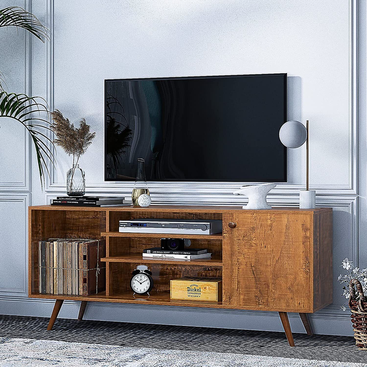 Mid Century Modern Tv Stand Modern Entertainment Center Wood Television  Stands | Ebay Pertaining To Mid Century Entertainment Centers (Photo 5 of 15)
