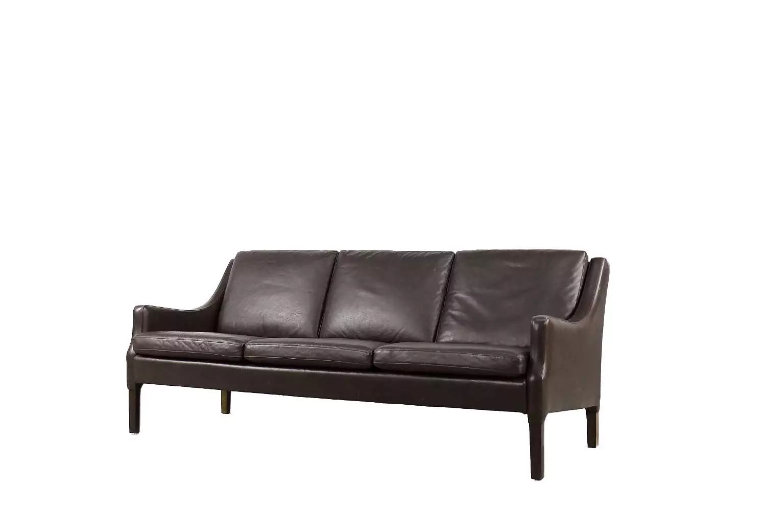 Mid Century Modern Vintage Danish 3 Seater Chocolate Leather Sofa, 1960s –  Hunt Vintage In Mid Century 3 Seat Couches (View 5 of 15)