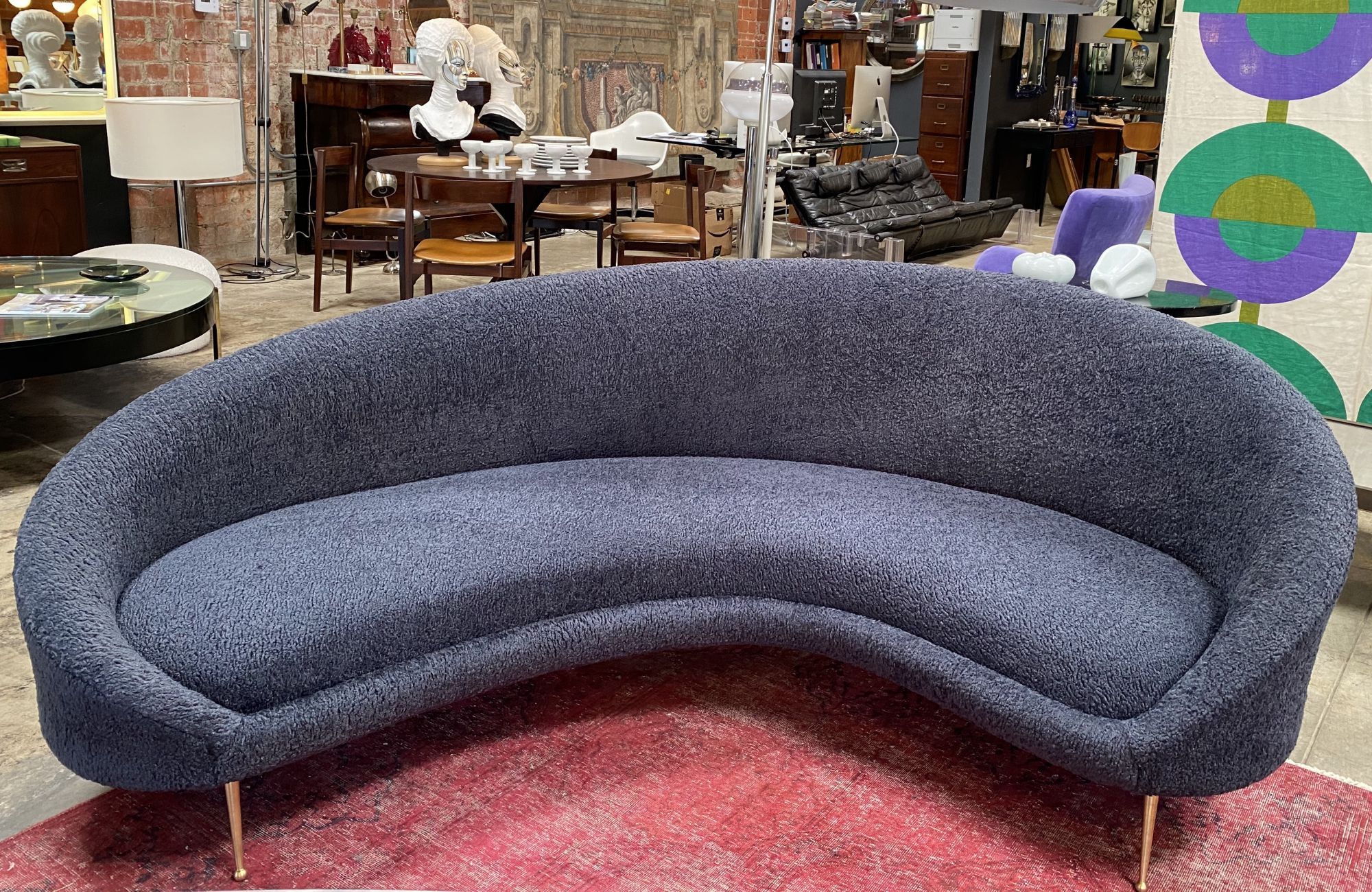 Midcentury Italian Blue Wool Sheep Curved Sofafederico Munari In Mid Century Modern Sofas (Photo 13 of 15)