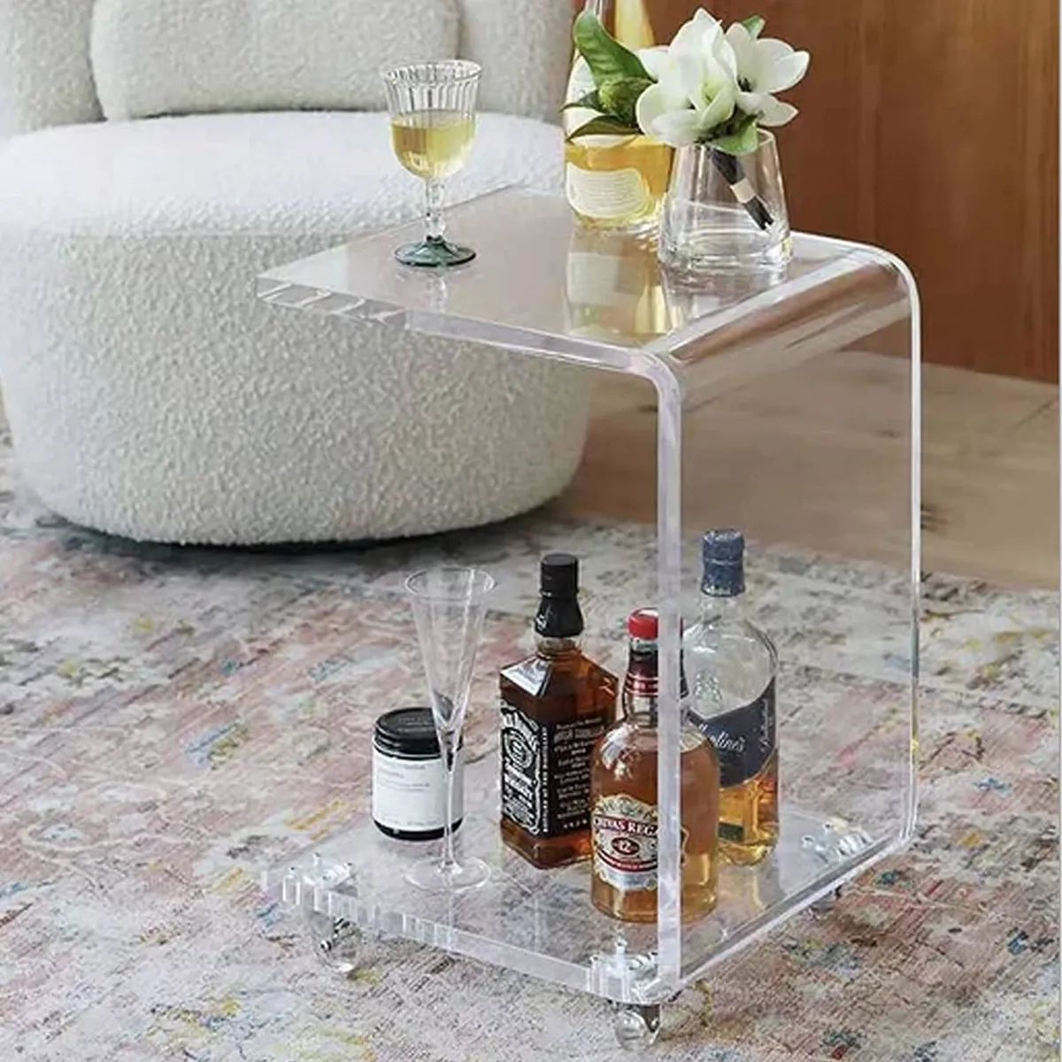 Mobile Clear Acrylic Sofa Side Table Transparent C Shaped End Table With  Rollers | Ebay Within Transparent Side Tables For Living Rooms (Photo 1 of 15)