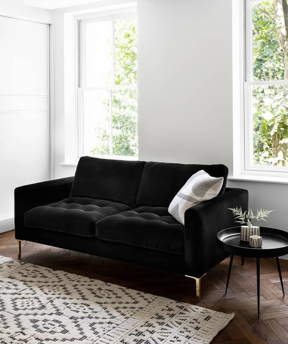 Modern Black Sofa In White Living Room Via @heals_furniture | Black Sofa  Living Room Decor, Black Couch Living Room, Black Sofa Living Room Pertaining To Sofas In Black (Photo 4 of 15)