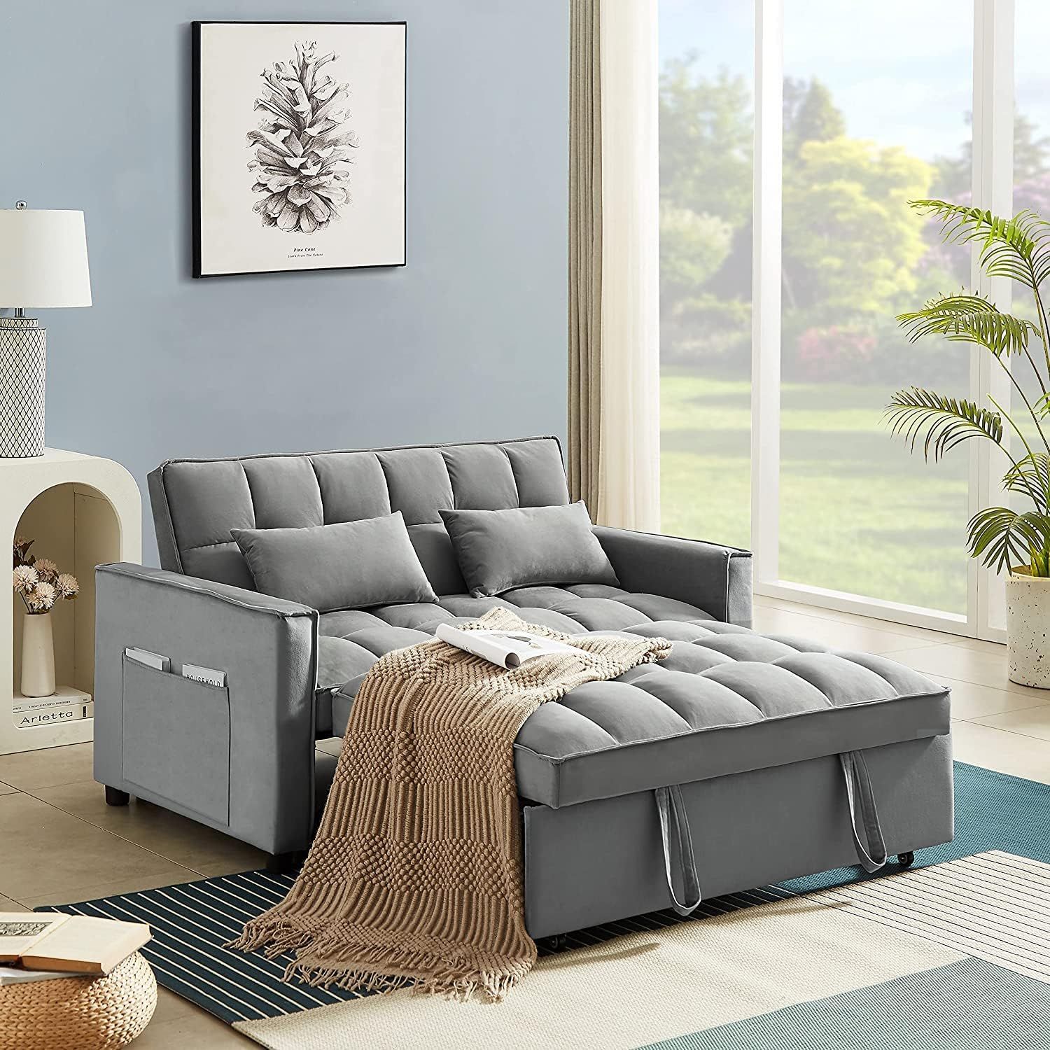Modern Convertible Sofa Bed With Adjustable Backrest India | Ubuy In Adjustable Backrest Futon Sofa Beds (View 7 of 15)