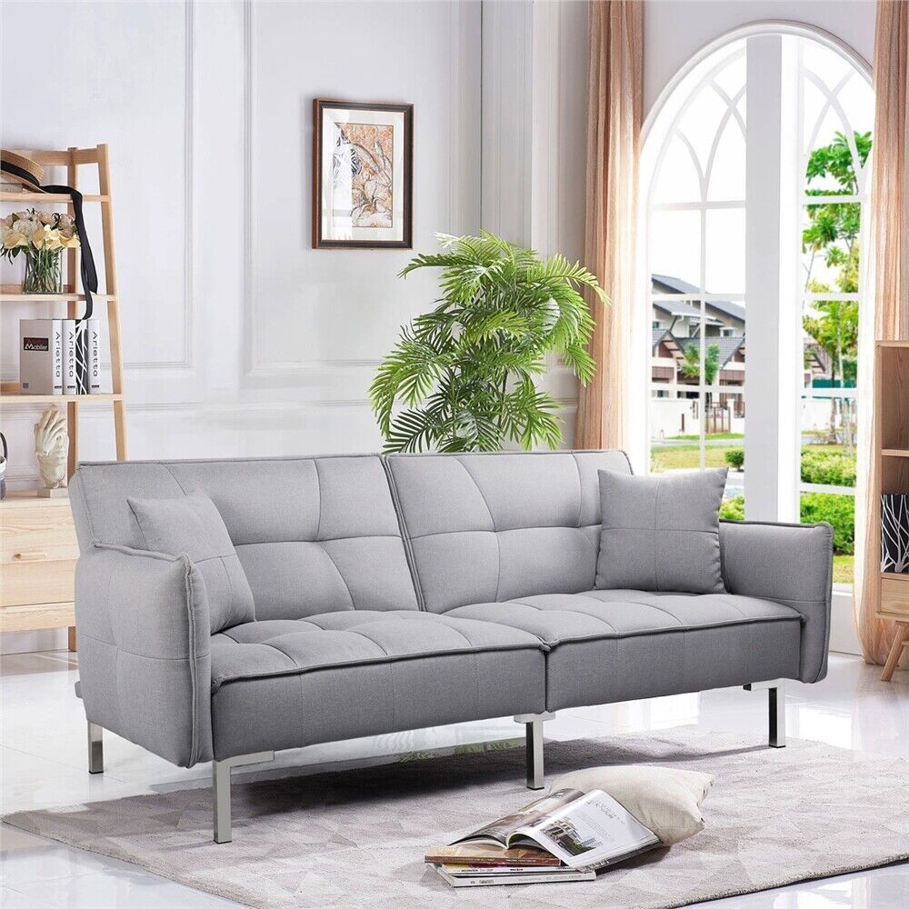 Modern Fabric Sofa Bed 3 Seater Click Clack Living Room Recliner Couch Sofa  Grey | Ebay In Modern 3 Seater Sofas (View 7 of 15)
