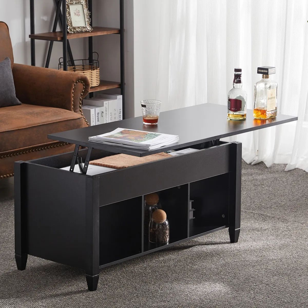 Modern Lift Top Coffee Table W/hidden Compartment And Storage For Living  Room Us | Ebay Pertaining To Modern Coffee Tables With Hidden Storage Compartments (View 15 of 15)