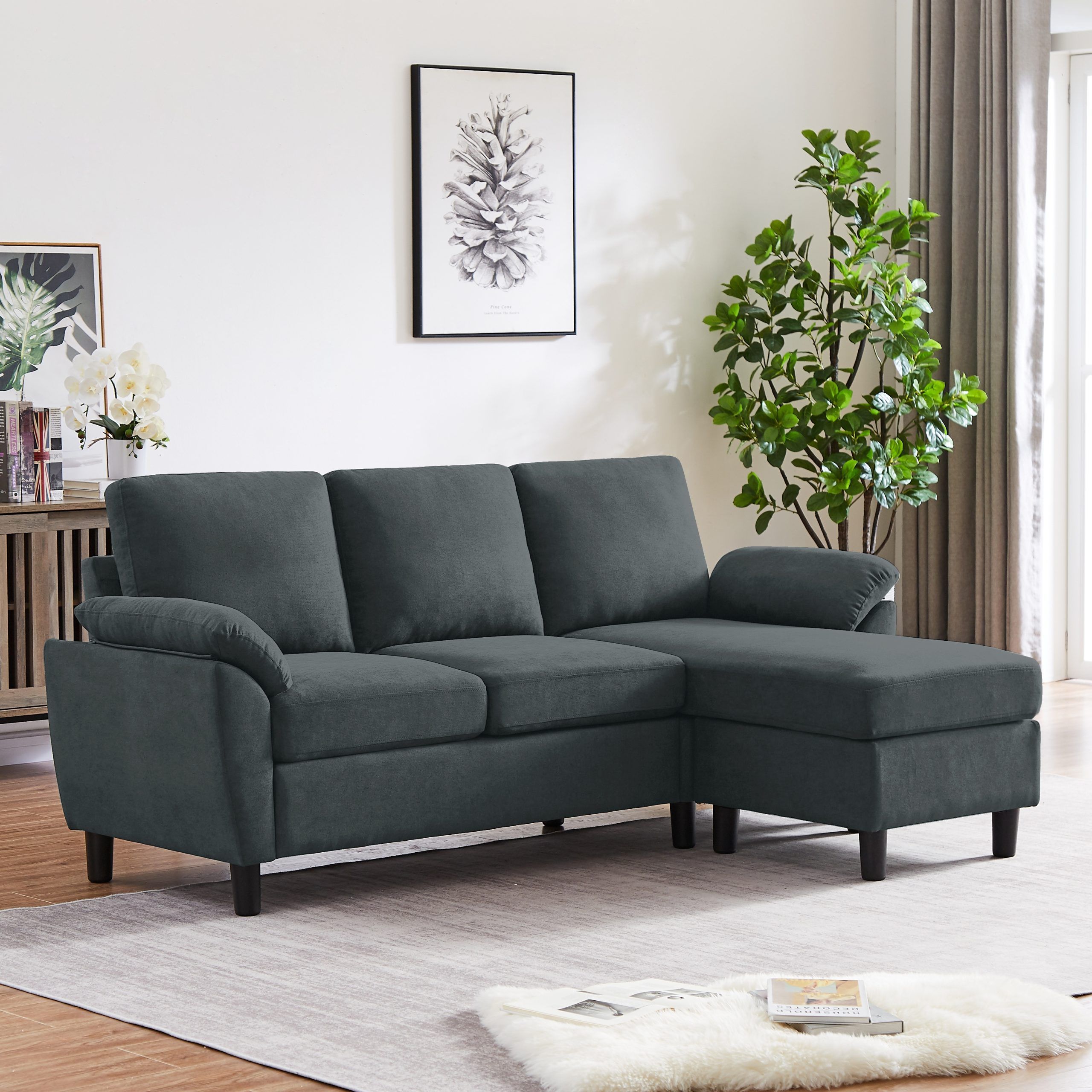 Modern Sectional Sofa Couch L Shaped With Removable Armrest, Convertible  Couch With Reversible Ottoman For Living Room – Bed Bath & Beyond – 36983057 In L Shape Couches With Reversible Chaises (View 8 of 15)