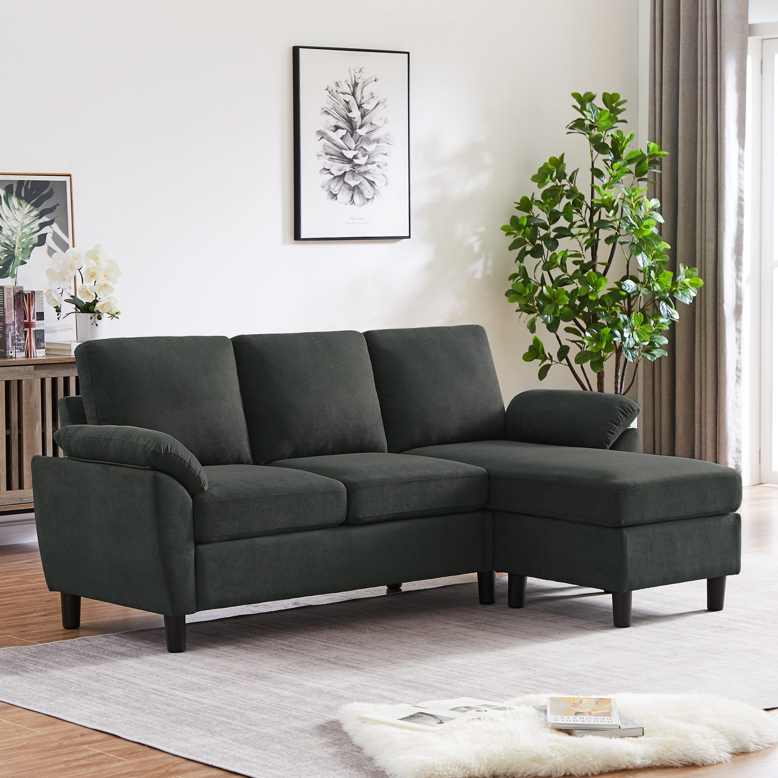Modern Sectional Sofa Couch L Shaped With Removable Armrest, Convertible  Couch With Reversible Ottoman For Living Room – Bed Bath & Beyond – 36983057 Throughout Modern L Shaped Sofa Sectionals (Photo 2 of 15)
