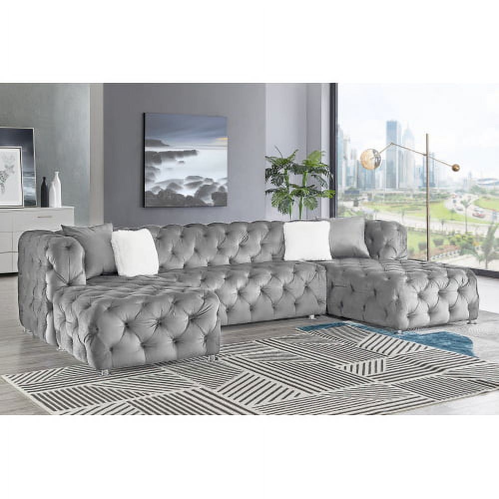 Modern U Shape Sectional Sofa, Soft Linen Fabric Sectional Couch, Modern  Sectional Sofa Sets, Double Wide Chaise Lounge Couch With Modern Metal Feet  For Apartment, Living Room, Dorm, Gray – Walmart Pertaining To Modern U Shaped Sectional Couch Sets (View 15 of 15)