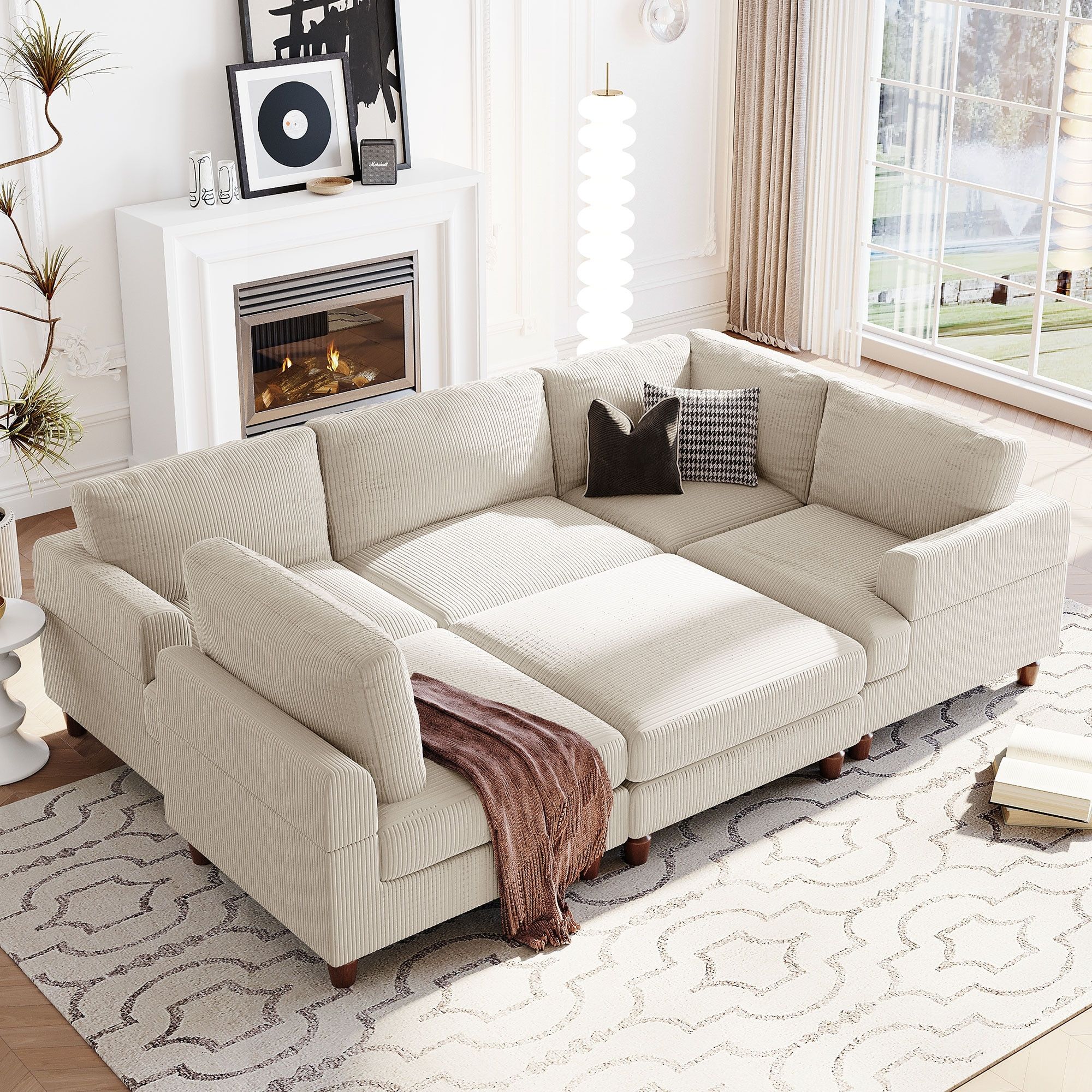 Modern Velvet Sectional Sofa Oversized Modular Sectional Sofa W/ottoman,  Luxurious L Shaped Corner Sectional Set 7 Seater Couch – Bed Bath & Beyond  – 39113876 With Regard To Cream Velvet Modular Sectionals (Photo 9 of 15)