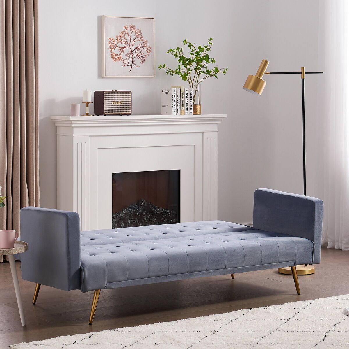 Modern Velvet Sofa Convertible Sleeper Bed Upholstered Sofas Recliner Couch  | Ebay Regarding Modern Velvet Sofa Recliners With Storage (View 5 of 15)