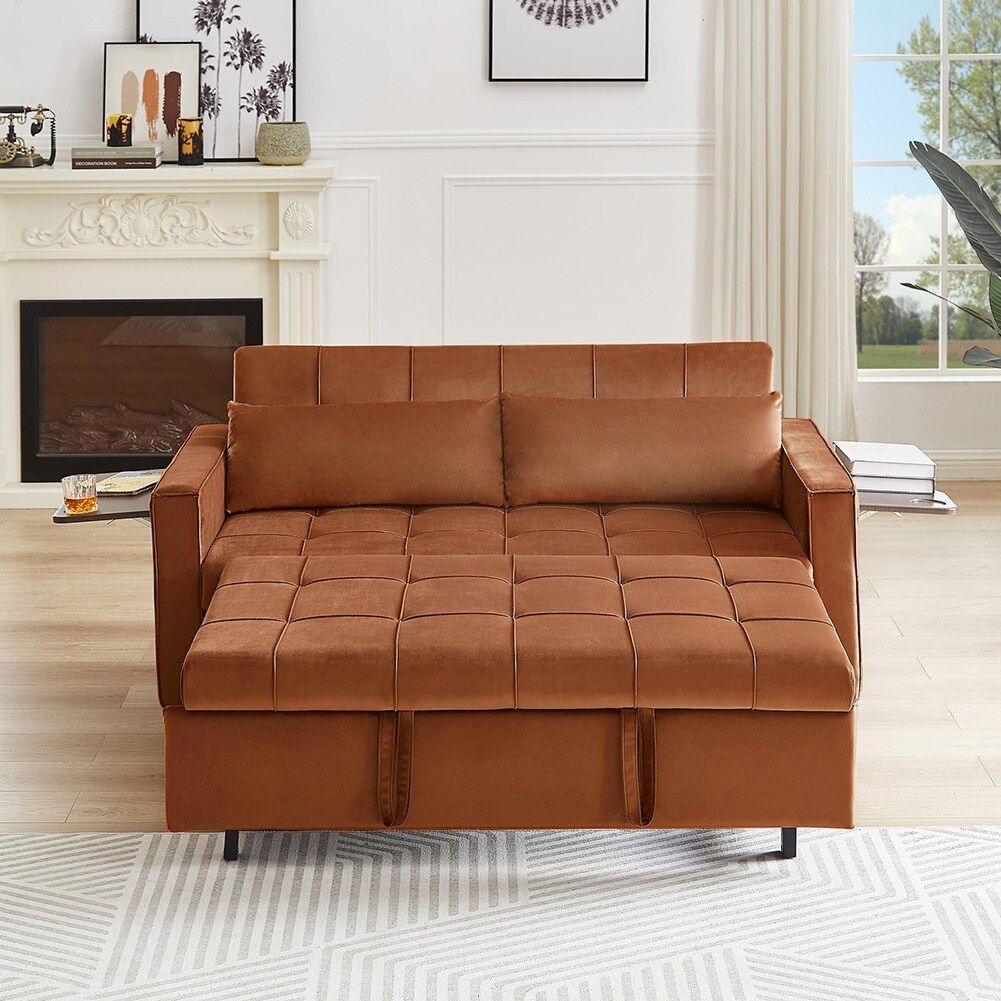 Modern Velvet Upholstered Recliner Sofa With Side Coffee Table – Bed Bath &  Beyond – 38394069 Throughout Modern Velvet Sofa Recliners With Storage (View 6 of 15)
