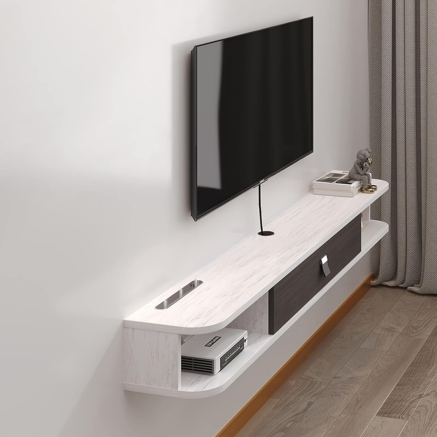 Modern Wall Mounted Floating Tv Console With Storage Italy | Ubuy With Wall Mounted Floating Tv Stands (View 2 of 15)