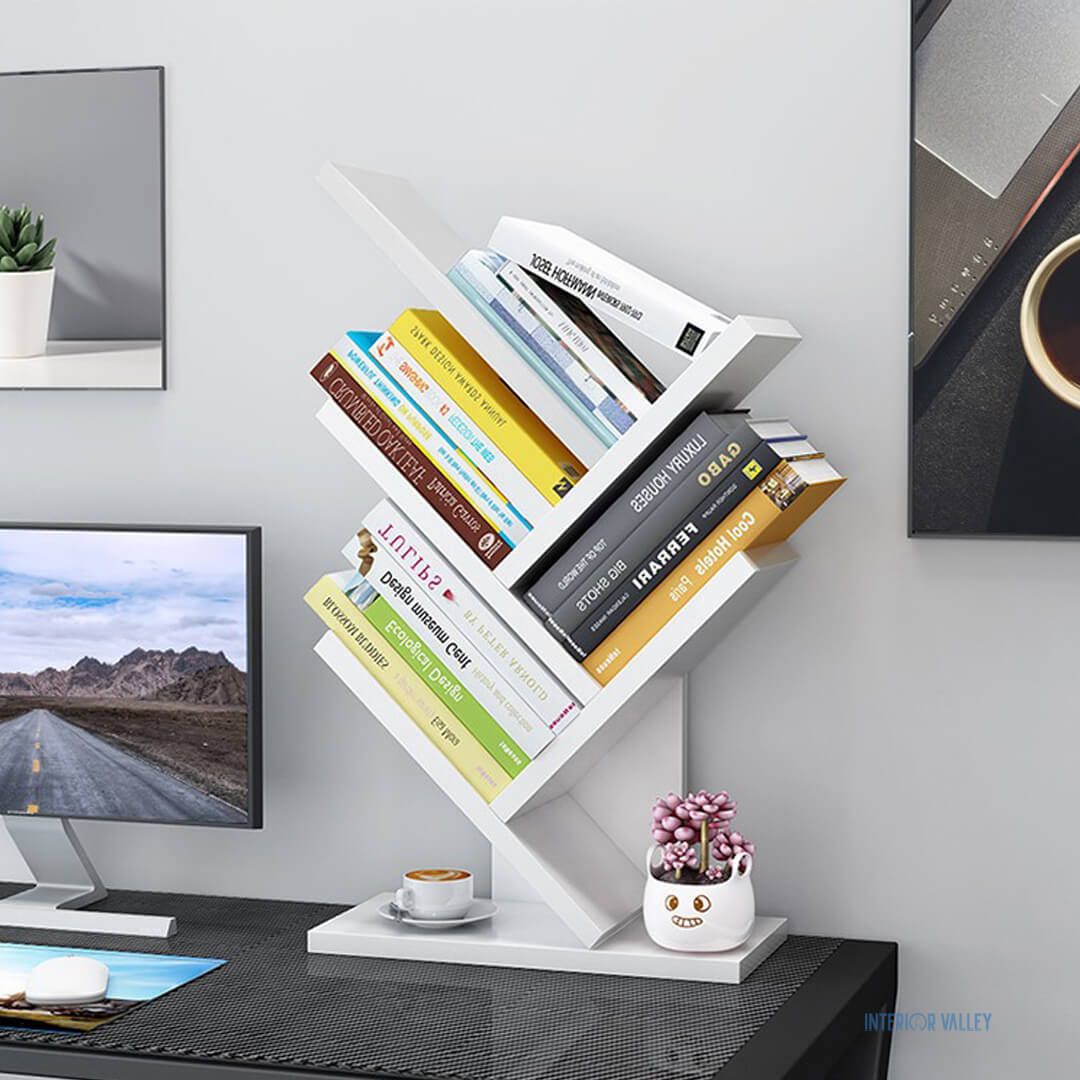 Modern Wooden Asymmetrical Design Book Shelf – Interiorvalley (View 4 of 15)