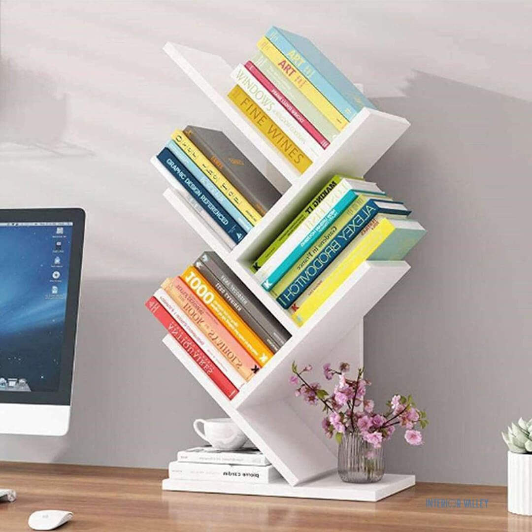 Modern Wooden Asymmetrical Design Book Shelf – Interiorvalley (View 3 of 15)