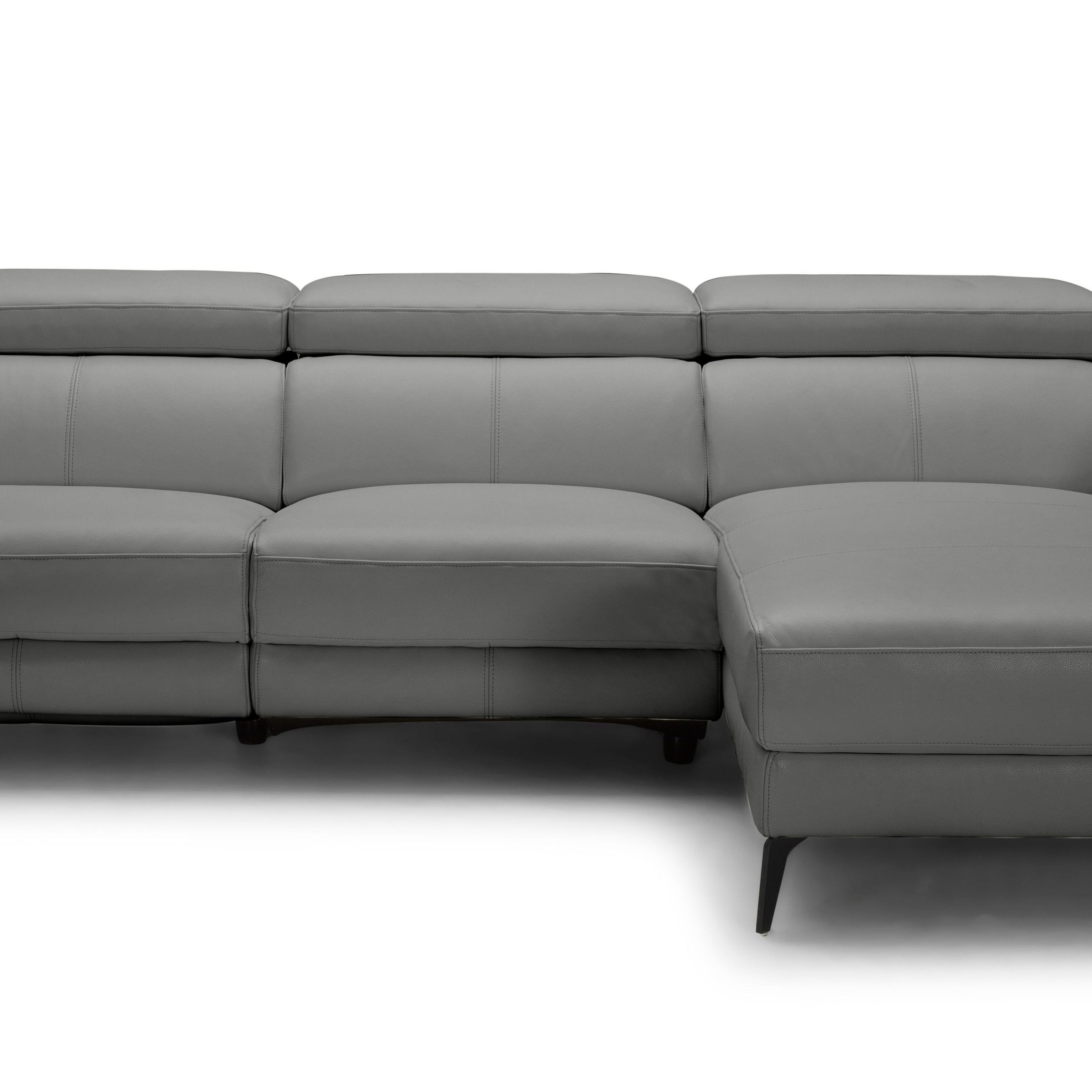 Modrest Rampart – Modern L Shape Raf Grey Leather Sectional Sofa With 1  Recliner Within Modern L Shaped Sofa Sectionals (View 13 of 15)